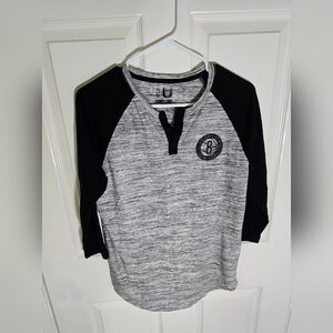 Brooklyn Nets Womens 3/4 Sleeve NBA Grey Shirt Small